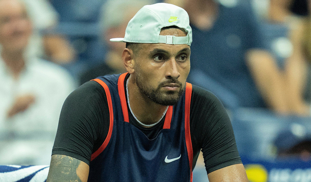 Sept. 4, 2022; New York, NY, USA; Nick Kyrgios (AUS) in his match against Daniil Medvedev (RUS) on day seven of the 2022 US Open. Photo by Susan Mullane/Alamy News Live